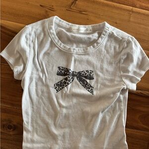 Altar'd State White Tee with Leopard Bow